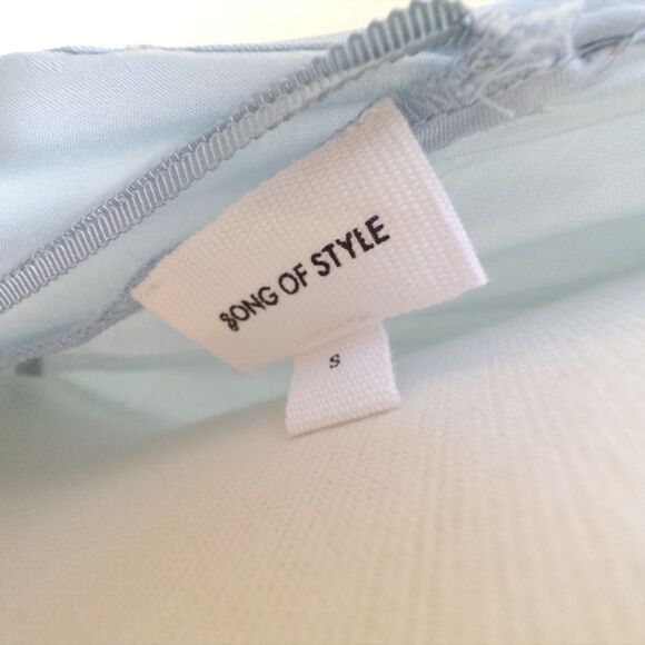 Song of Style Rosalind Maxi Dress in Baby Blue Charmeuse Backless Halter FLAW - Picture 4 of 11